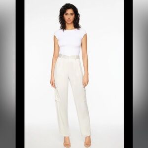 Izabel Satin straight leg cargo pants